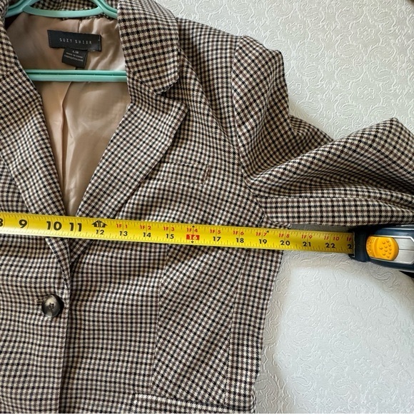 Suzy Shier Houndstooth Button Front Blazer Size Large EUC - Picture 7 of 8